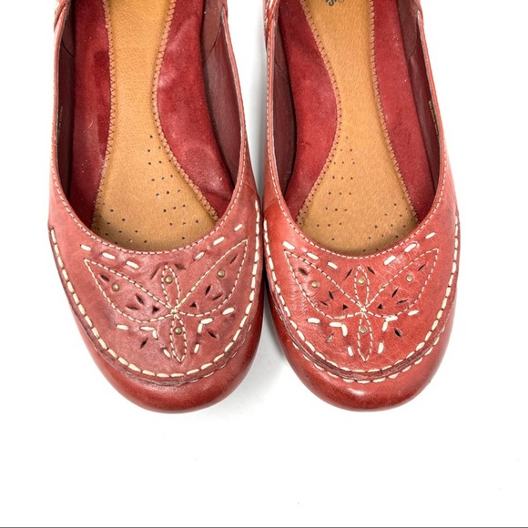 Earth Origins Red Leather Loafers Flats - Picture 2 of 5